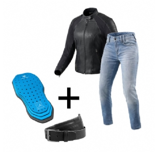 Rev’it Jas en jeans + Rug protector en riem